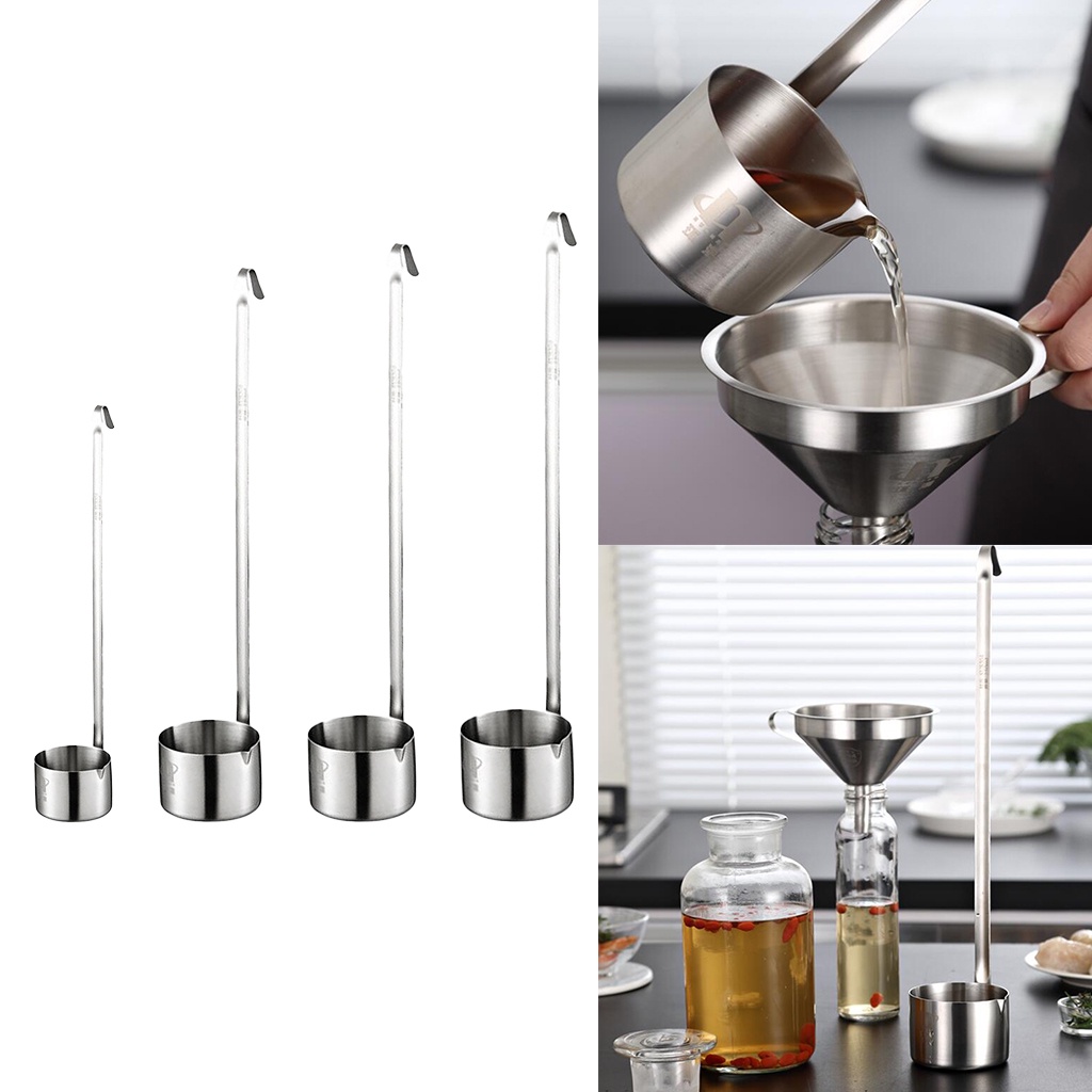 Vá múc rượu bằng thép không gỉ có tay cầm dài dung tích 30/50/125/250/500ml