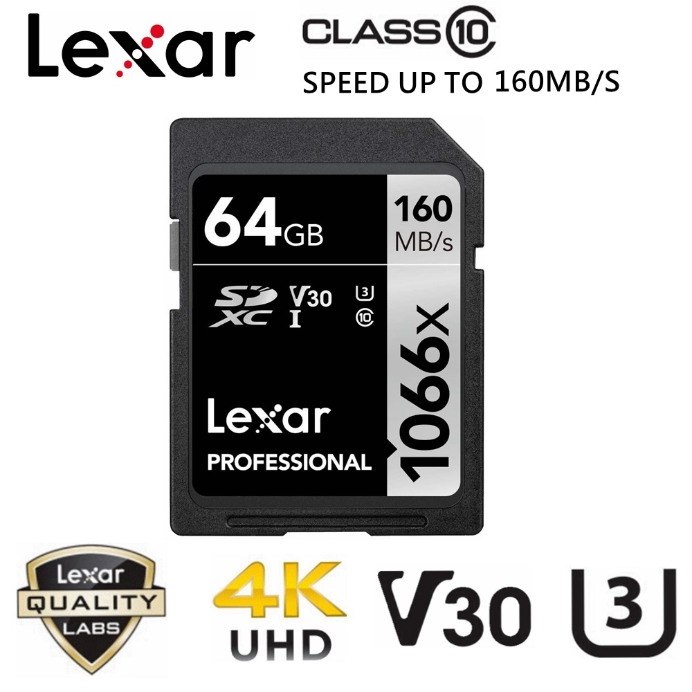 Thẻ nhớ Lexar Professional 1066x SDXC 64GB UHS-I, U3, V30, Class 10 sử dụng cho máy ảnh