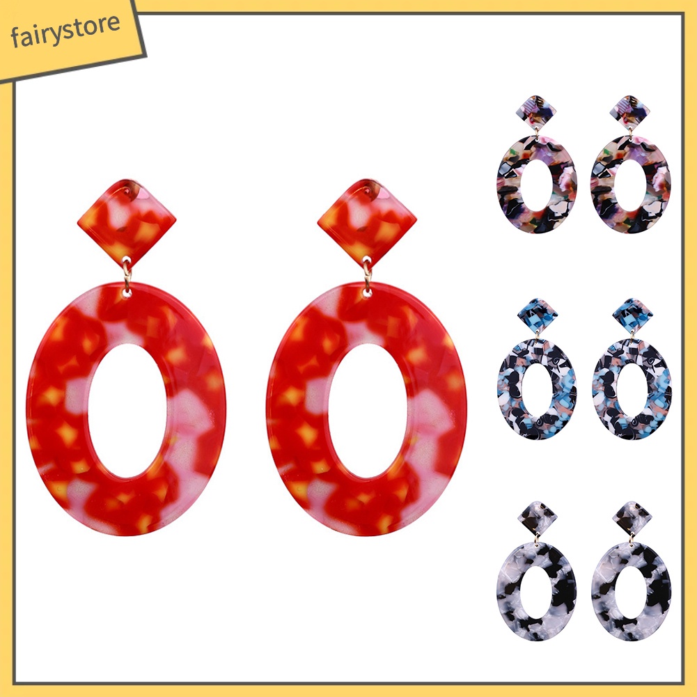 Bông Tai Hình Oval Phong Cách Retro Cho Nữ