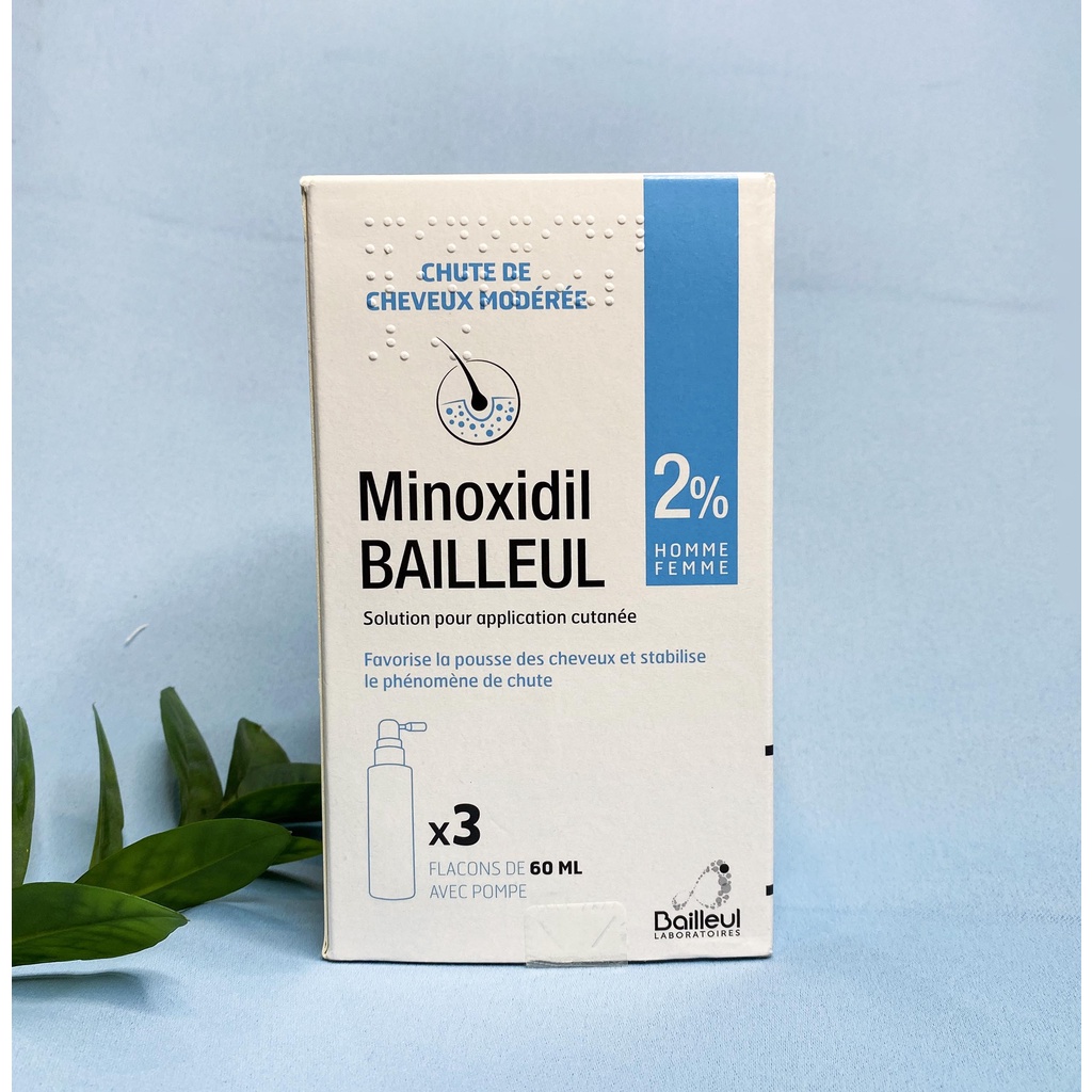 Sản phẩm Giảm Rụng Tóc Minoxidil Bailleul 2%-NHẬP KHẨU PHÁP-NGĂN RỤNG TÓC, KÍCH THÍCH MỌC TÓC [Hộp 3 lọ 60ml]-HSD 2023