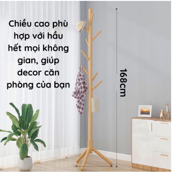 Cây Treo Đồ Cây Treo Quần Áo Đứng Bằng Gỗ Kiểu Dáng Hàn Quốc Sun