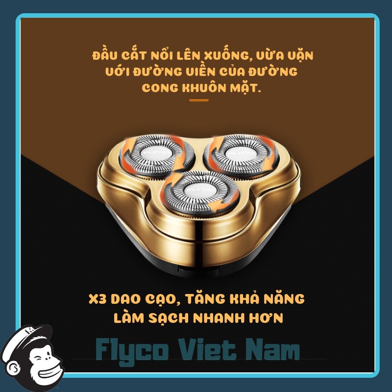 Máy Cạo Râu Nam FS360 Flyco 3 Lưỡi Dao Thông Minh - BH 24 Tháng (Hỗ Trợ Tỉa Bấm Cắt Tóc Mai+Ví Bọc)  shopgiarebatngo
