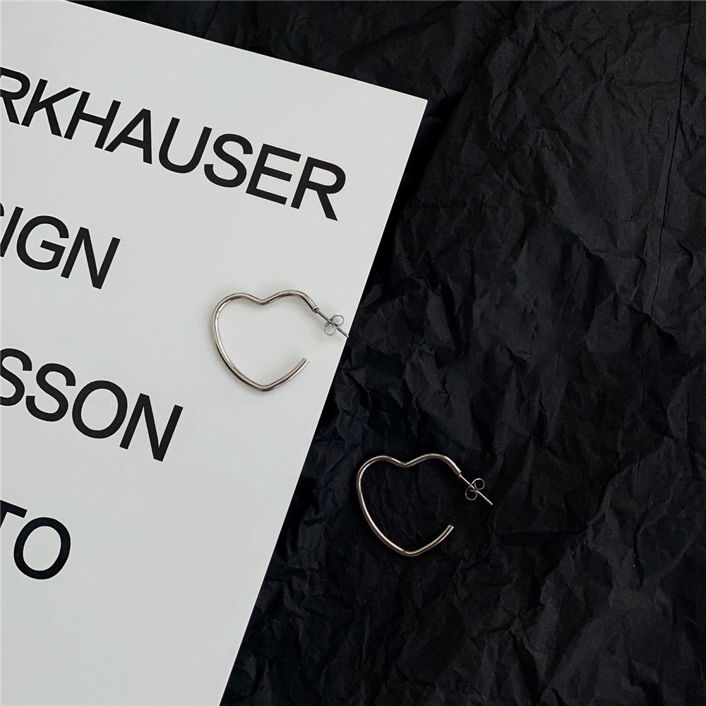 Bông Tai Trái Tim Thiết Kế Xinh Xắn Theo Phong Cách Hàn Quốc