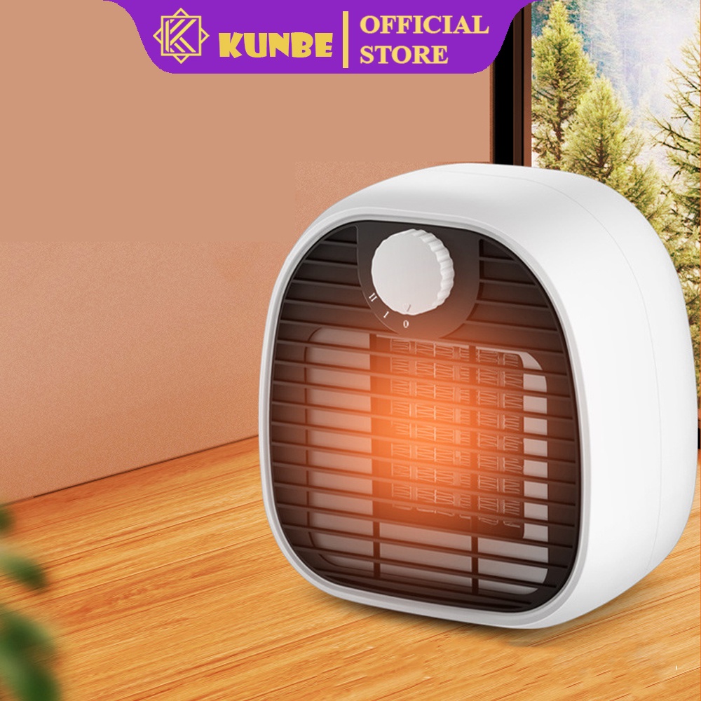 Máy Sưởi Gốm Mini KUNBE Công Suất Lớn 1000W Cho Phòng Ngủ, Phòng Làm Việc, Không Gây Mùi, Hoạt Động Êm Ái Với 3 Chế Độ