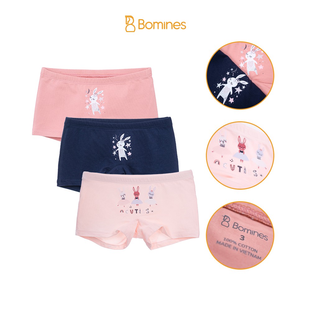 Set 3 quần chip đùi bé gái BOMINES vải cotton thoáng mát