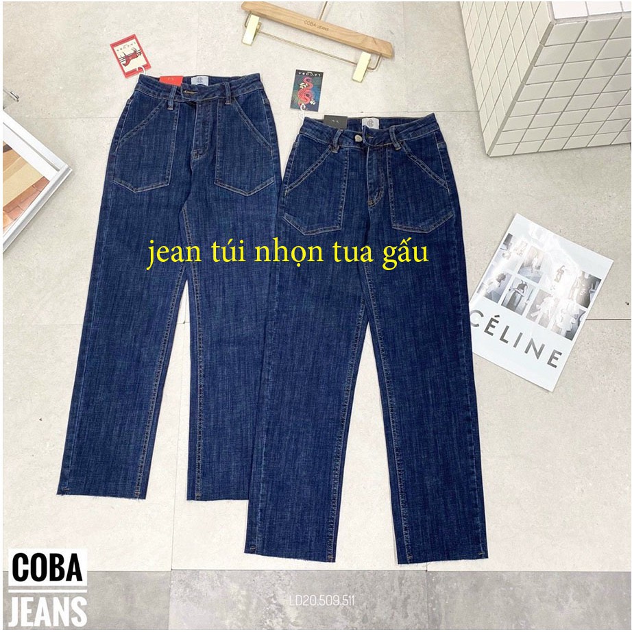Quần jean bò ống đứng túi hộp hai bên bên - Culottes dáng suông ống rộng màu xanh đậm cá tính | BigBuy360 - bigbuy360.vn