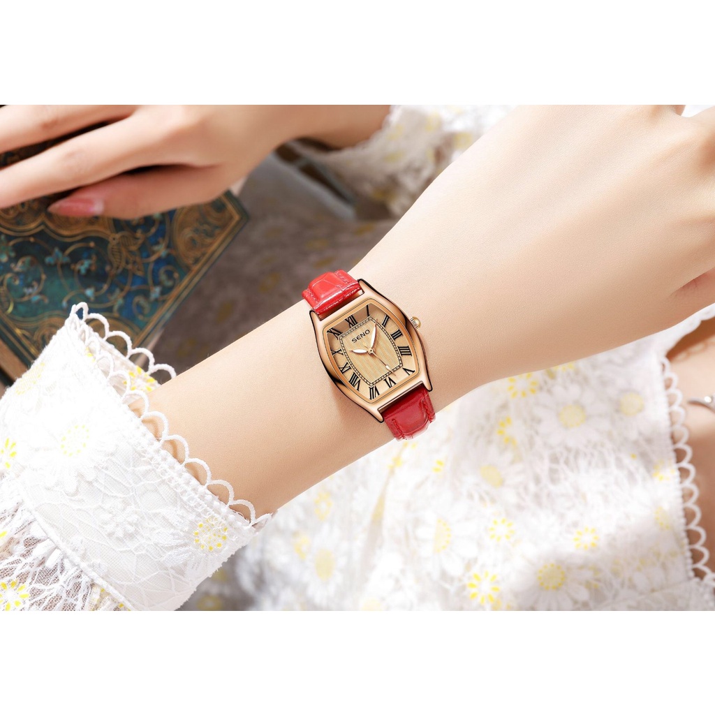 Đồng hồ nữ SENO dây da hàng cao cấp chống nước mặt sapphia chống xước bảo hành 12 tháng