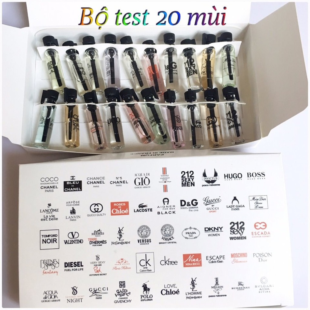 bộ test nước hoa 20 chai