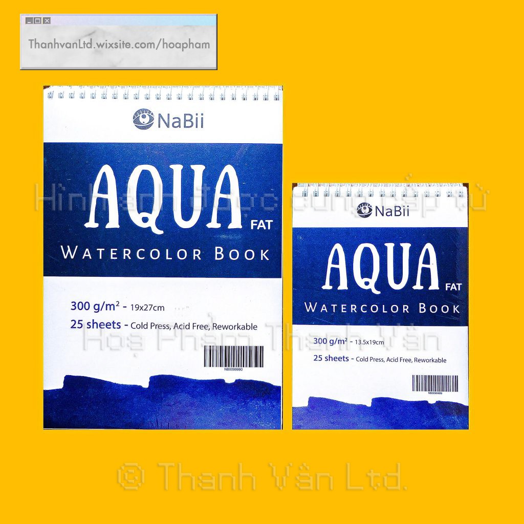 Giấy Vẽ Màu Nước, màu bột gouache, acrylic AQUA Fat NaBii Art 300gsm và sổ vẽ A5 A4 gáy lò xo