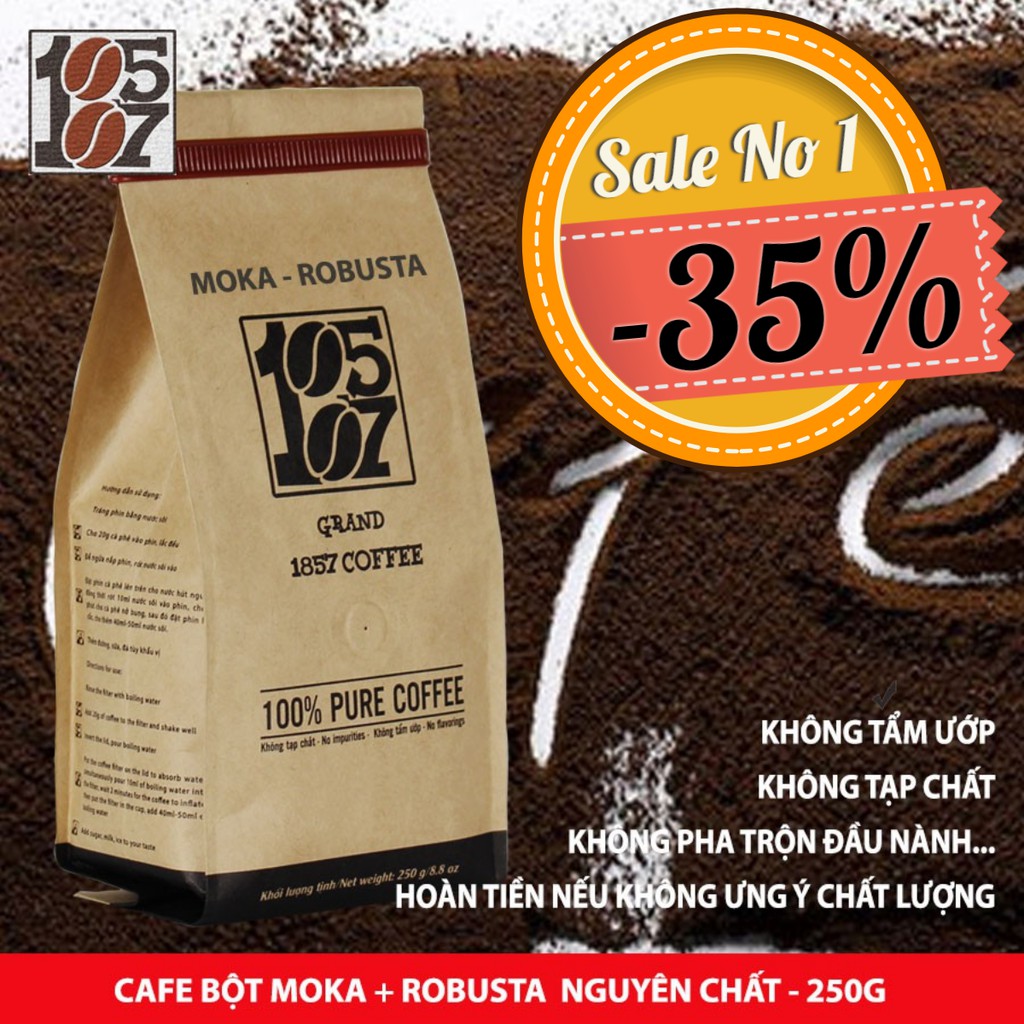 1KG Cà phê bột Moka-Robusta thượng hạng ❤️️ FREESHIP ❤️️ nguyên chất không pha trộn tẩm ướp hương liệu 1857 COFFEE