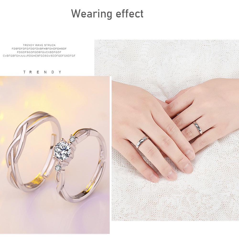 1 cặp nhẫn hình trái tim có thể điều chỉnh kích thước cho cặp đôi