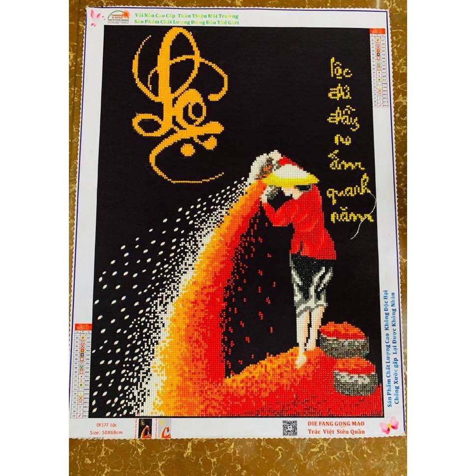 Tranh đính đá chữ Lộc DF177, DF427 - chưa đính đá