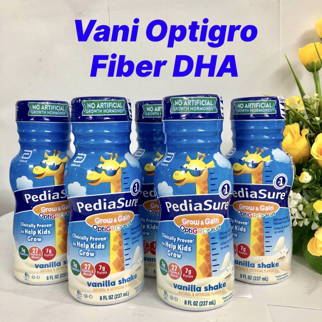 ❤️ [Date 10/2021] Mẫu Mới Sữa nước Pediasure Vani Optigro Plus Fiber DHA Grow Gain 237ml Mỹ