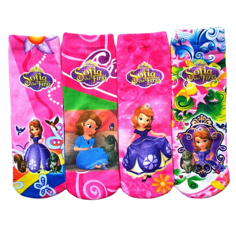 Bộ 4 Đôi Vớ Họa Tiết Hoạt Hình Frozen Xinh Xắn Dành Cho Bé