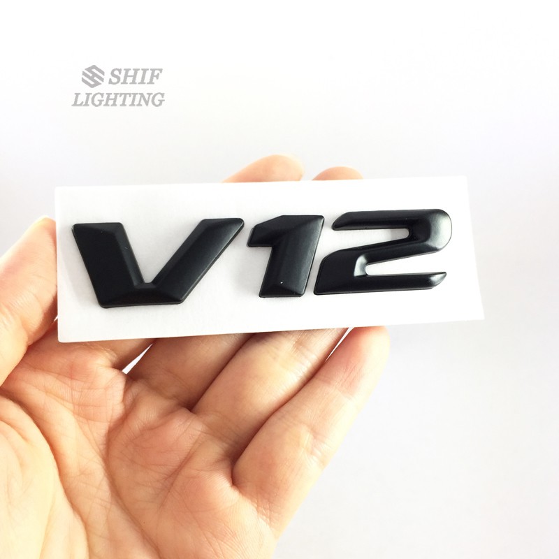 Logo V8/V12 bằng kim loại dán xe hơi Mercedes Benz Turbo