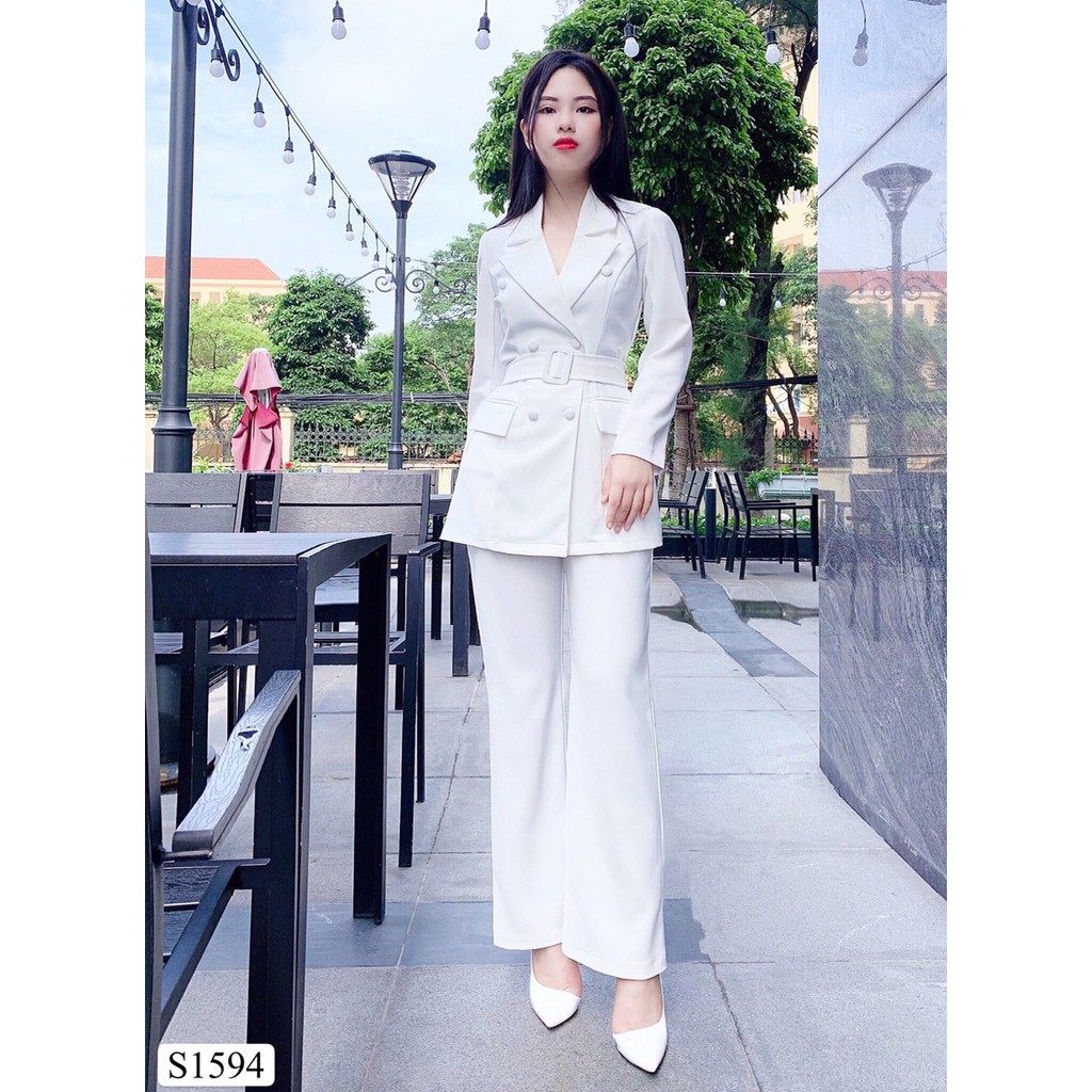 Set Vest trắng kèm đai S1594 - Đẹp Shop DVC - Kèm ảnh thật trải sàn do shop tự chụp | BigBuy360 - bigbuy360.vn