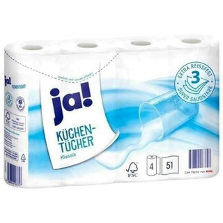 Giấy nhà bếp đa năng JA 3 lớp bịch 4 cuộn 51 tờ/cuộn