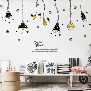 Decal dán tường Dây đèn thả đen