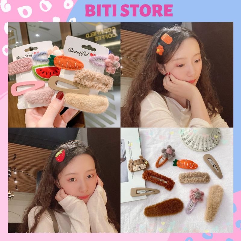 Set 5 Món Kẹp Tóc Mái Phong Cách Hàn Quốc Xinh Xắn BiTi Store