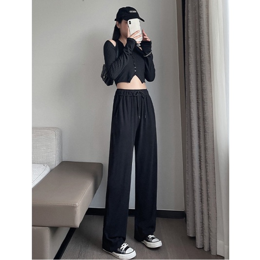 Quần Ống Rộng Nỉ Bông Nữ Doris.1996, Quần Ống Suông Trơn Cạp Chun, Miễn Phí Đổi Trả 7 Ngày DR0114