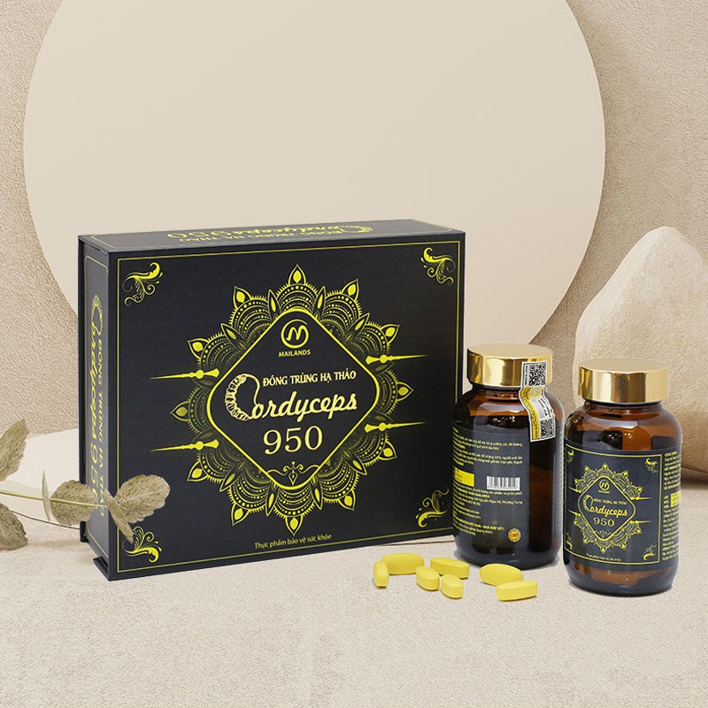 Đông Trùng Hạ Thảo Premium Hộp 2 Lọ Mỗi Lọ 90 Viên (Premium Dong Chung Ha Cho) - Thực Phẩm Bảo Vệ Sức Khỏe