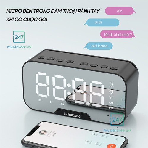 Loa bluetooth mini G10 cao cấp, kiêm đồng hồ báo thức ,nghe đài FM, màn hình tráng gương hiển thị đèn led - BH 1 đổi 1