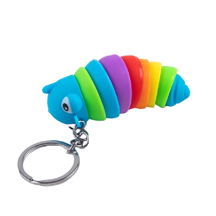 Móc Khóa Hình Con Sâu Mắt To, Giảm Căng Thẳng Siêu Yêu Nhiều Màu Sắc