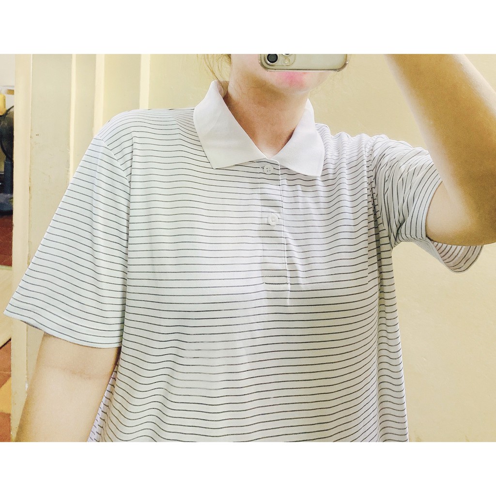 [Siêu sale] Áo polo nữ form rộng unisex tay lỡ 2hand xịn loại 1 size M-L | BigBuy360 - bigbuy360.vn