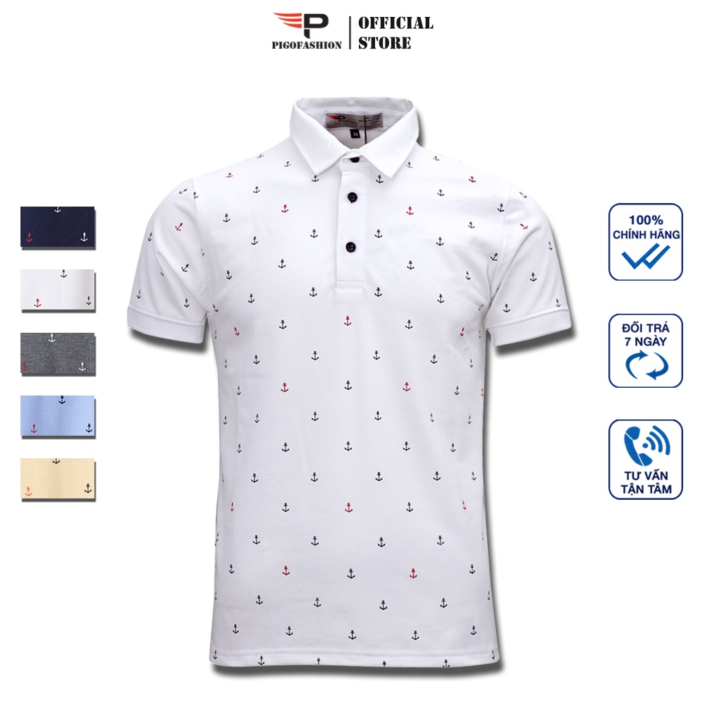 Áo thun polo nam cổ bẻ SPMAHT24 họa tiết mỏ neo nhiều màu form cơ bản dày dặn - PigoFashion