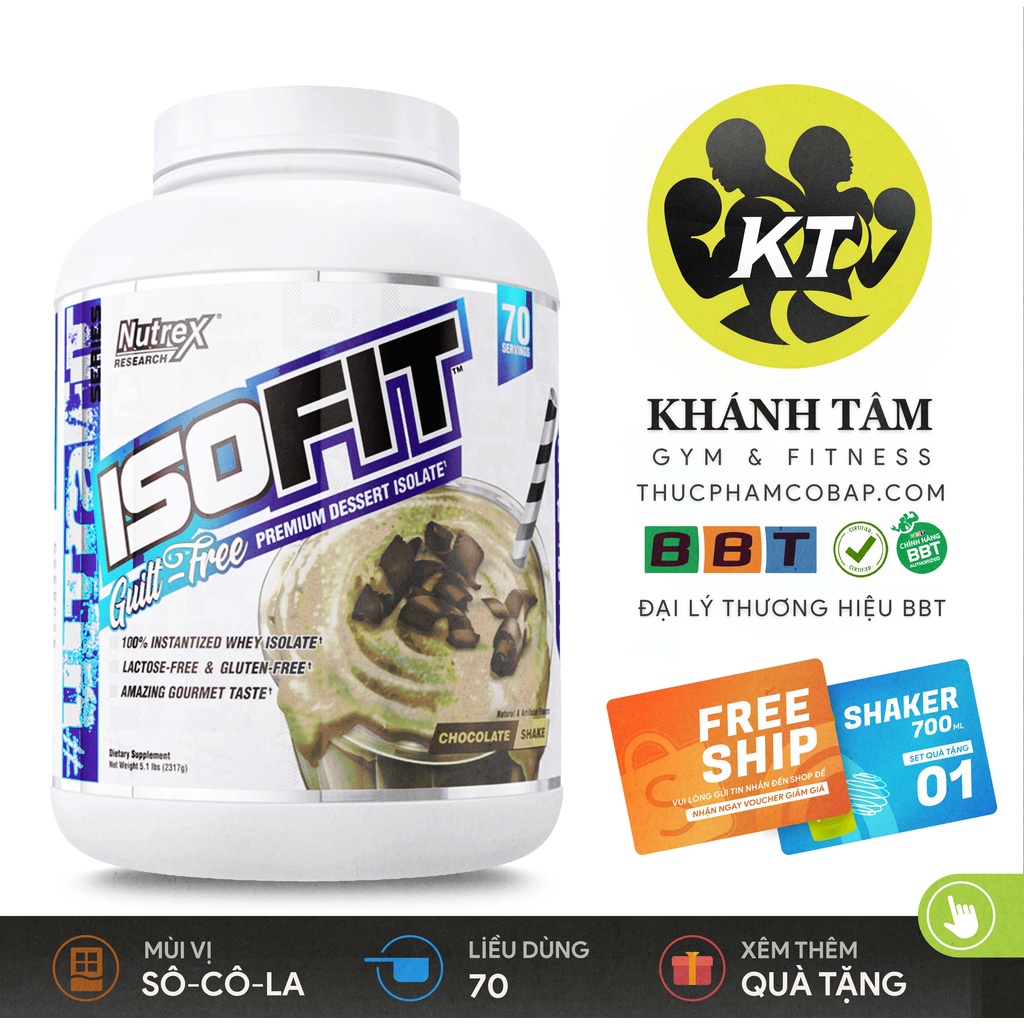 Whey Protein Tinh khiết - ISOFit của Nutrex - 70 Lần dùng