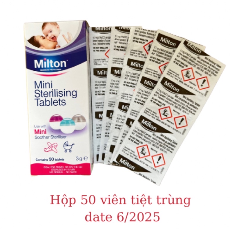 Viên tiệt trùng Milton hộp 50v date tháng 06/2025