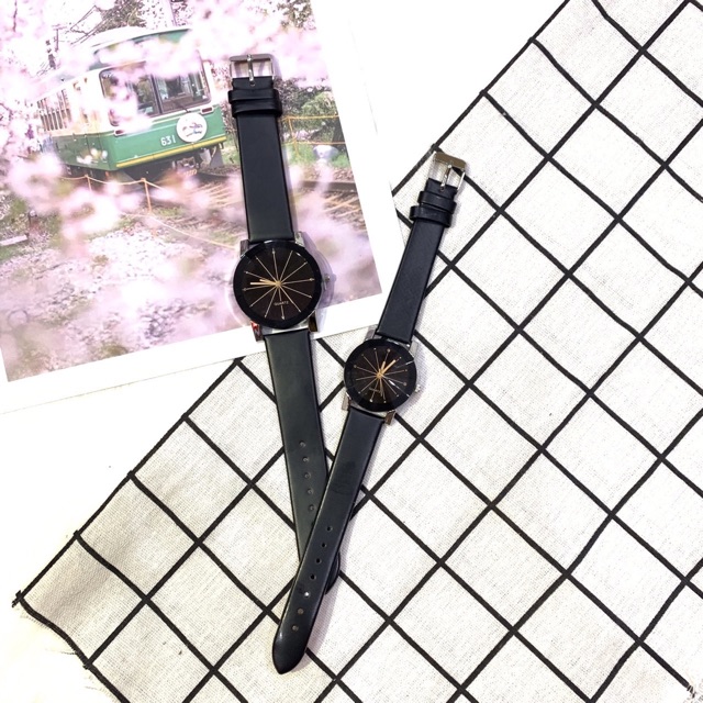 ĐỒNG HỒ CẶP NAM NỮ THẠCH ANH DÂY DA MẶT TRÒN THỜI TRANG CỰC ĐẸP