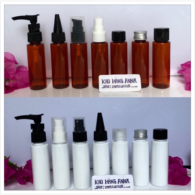 CHAI CHIẾT MỸ PHẨM NHỎ MÀU NÂU/ Trắng 30ml - Chai nhựa Rỗng xịt giọt, xịt sương , nắp nhọn, nắp bật , nắp nhôm vặn