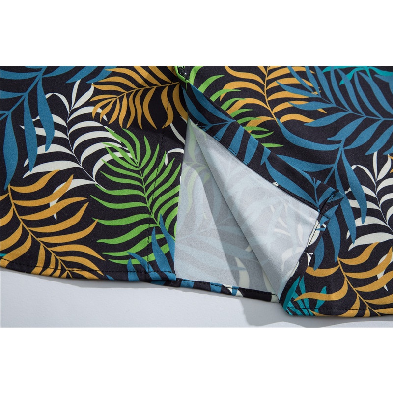 Áo Sơ Mi Ngắn Tay In Họa Tiết Lá Cây Phong Cách Hàn Quốc Mới Cho Nam