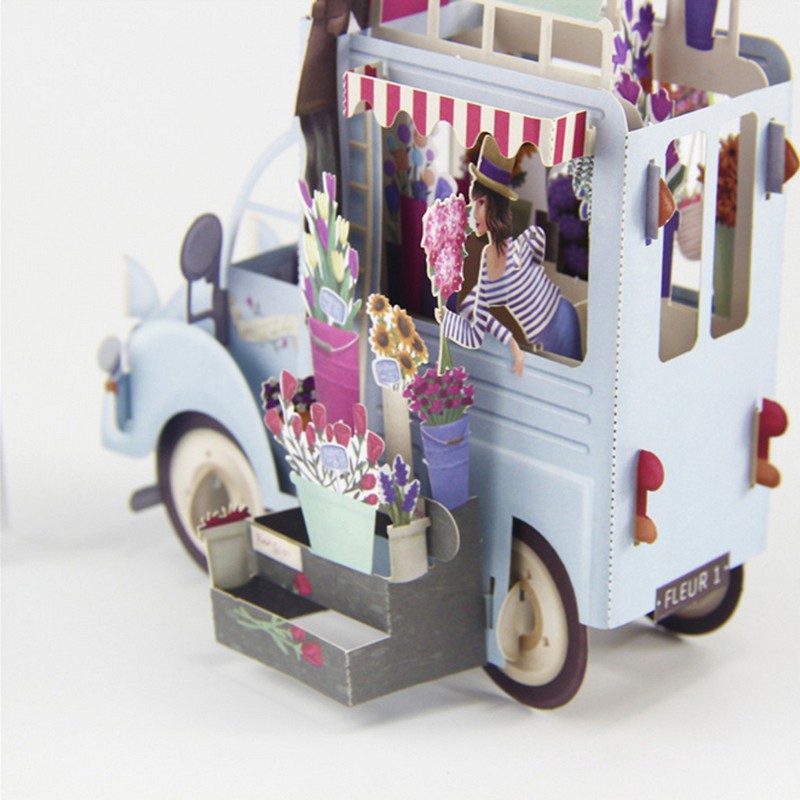 ❤❤ 3D Pop Up Festoon Vehicle Greeting Card Christmas Valentine Birthday