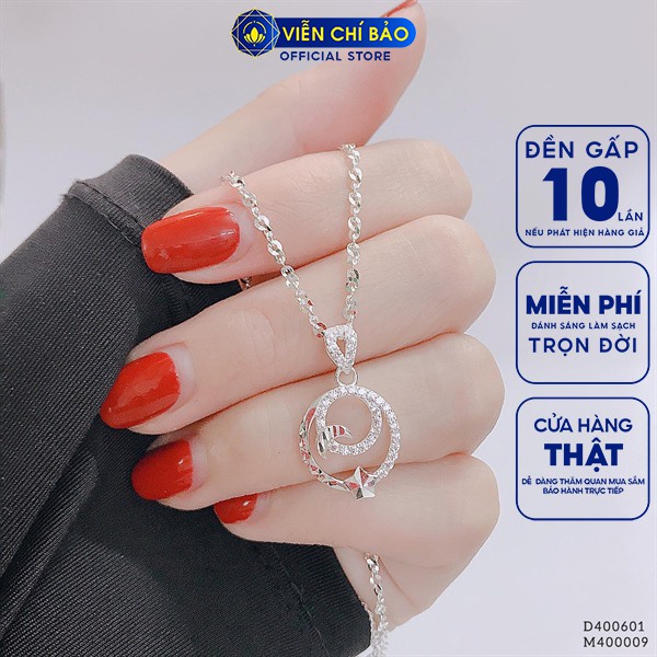 Dây chuyền bạc nữ hình trăng sao chất liệu bạc S925 thời trang phụ kiện trang sức nữ Viễn Chí Bảo D400752
