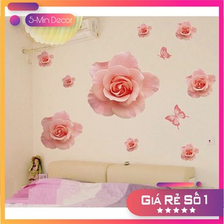 Decal Dán Tường Hoa Hồng Phấn Lãng Mạn