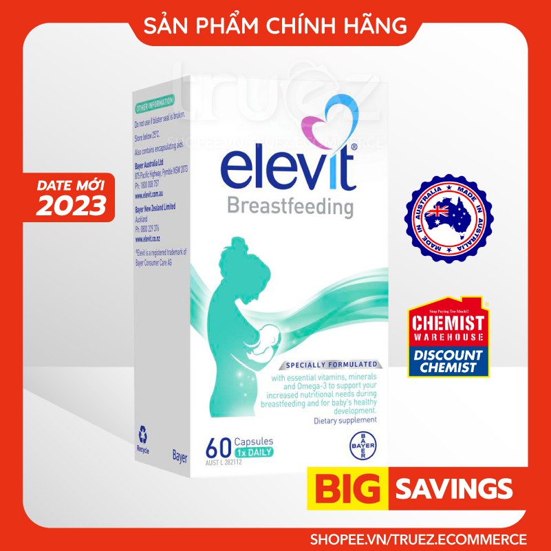 Elevit sau sinh cho Mẹ, Elevit Bú [ÚC] Elevit Breastfeeding [Chính hãng]