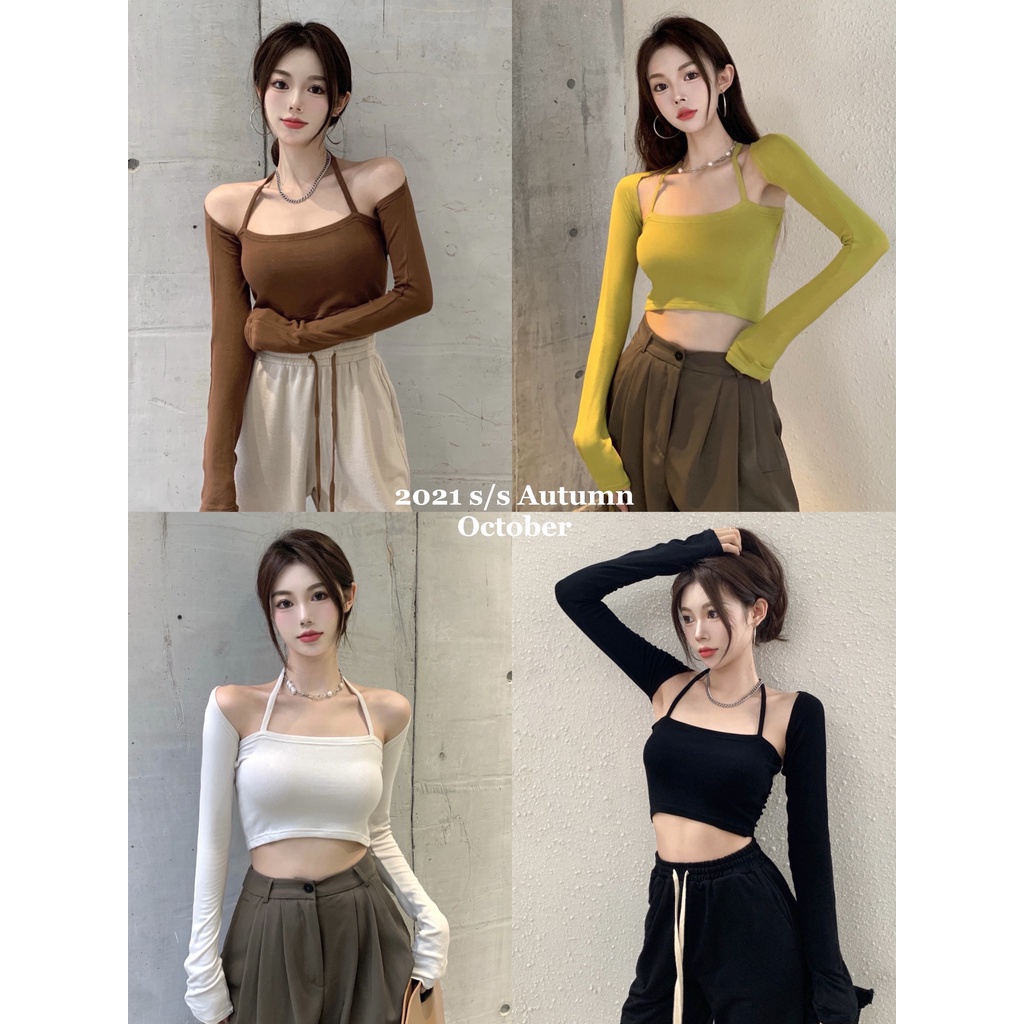 COZOK Set áo khoác cardigan tay dài + áo sát nách chống nắng thời trang cho nữ