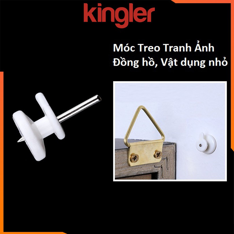 Móc Nhựa Đinh 1 Chân Đóng Tường Tiện Dụng, Chắc Chắn Treo Tranh, Ảnh và Đồ Dùng Nhỏ Gia Đình, Kingler 2219Set10