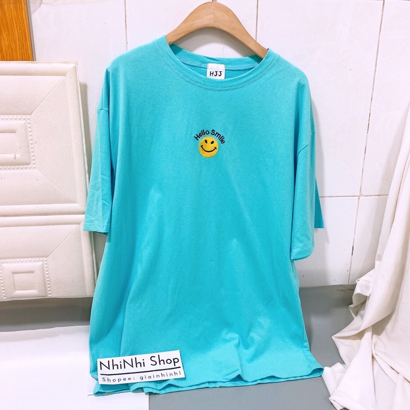 Áo phông sắc màu mặt cười smile dáng dài siêu rộng hàng QC - NhiNhi Shop