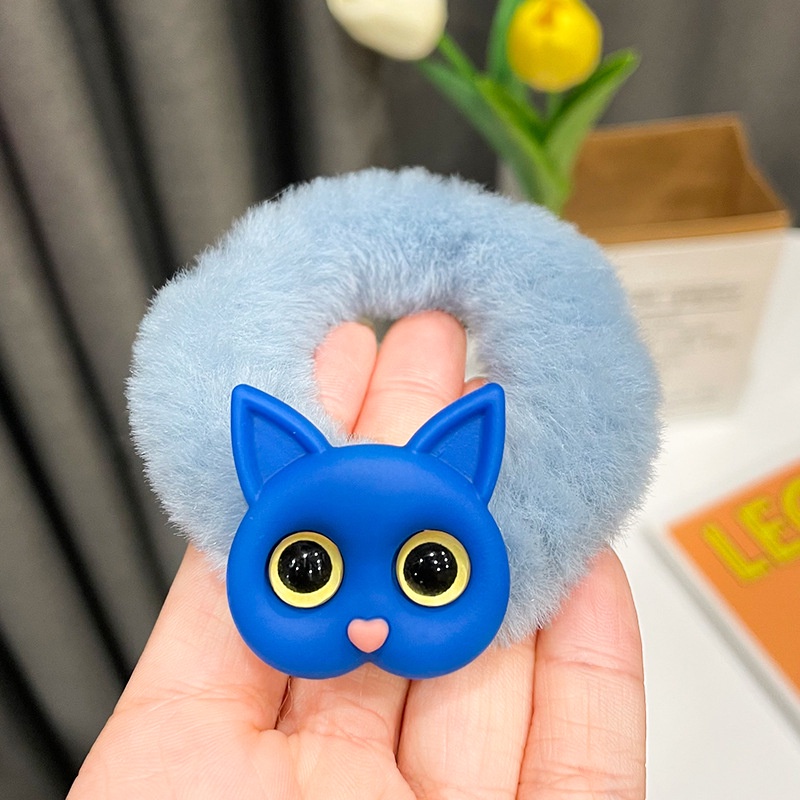 Dây buộc tóc hình mèo con mắt to dễ thương cho nữ