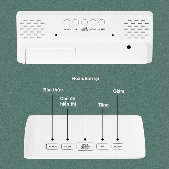 Đồng hồ báo thức đèn LED JIASHI tích hợp gương điều khiển giọng nói, 3 chế độ hiển thị, 2 chế độ sạc -  DHL01