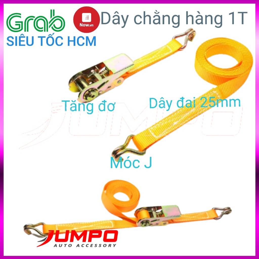 Dây cảo chằng hàng tăng đơ 25mmx 6m có móc J tải 1000kg