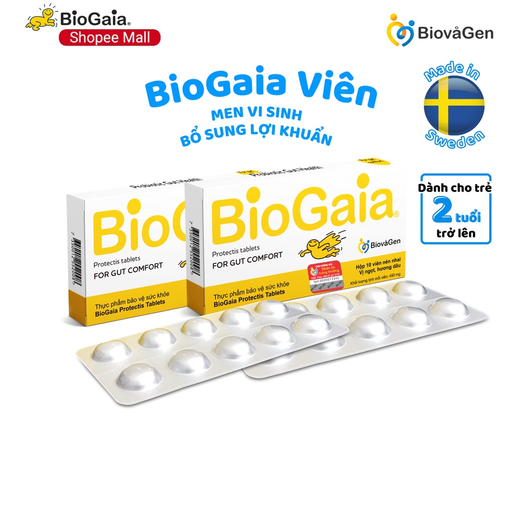Combo 2 men vi sinh BioGaia ProTectis Dạng viên cải thiện hệ tiêu hóa Thụy Điển hộp 10 viên