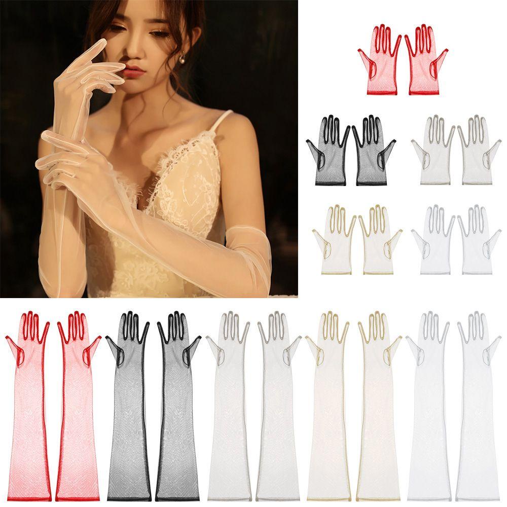 1 Đôi Găng Tay Vải Tuyn Xỏ Ngón Siêu Mỏng Cho Cô Dâu