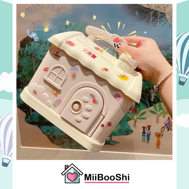 Hộp đựng tiền tiết kiệm có khóa két mini để tiền cho trẻ con có tay cầm tiện lợi MiibooShi 201