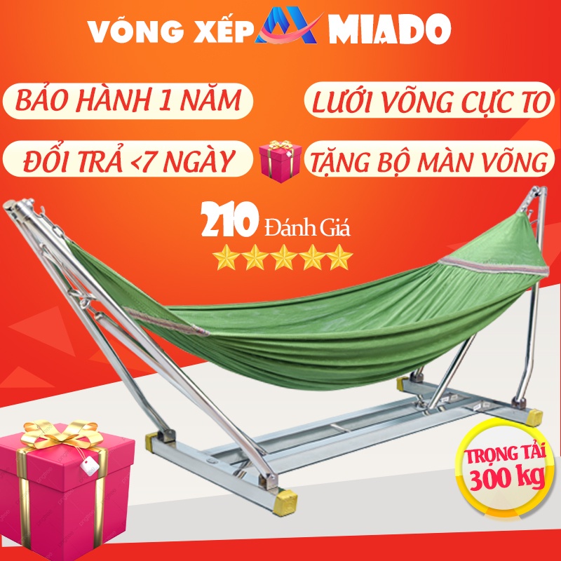 ◎võng xếp inox khung vuông chính hãng giá rẻ kèm lớn lưới cán thép cỡ chịu tải 300kg bảo hành 1 năm