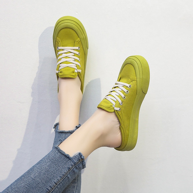Giày IELGY vải canvas đế bằng mỏng thoáng khí phong cách thời trang cho nữ