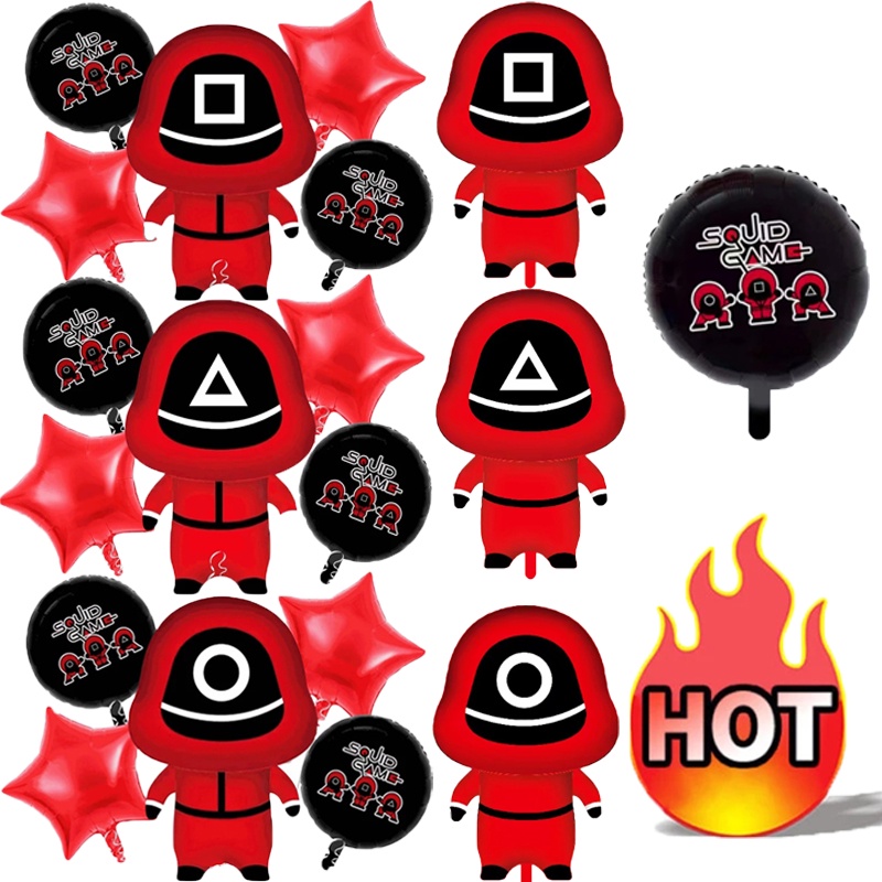 Bong bóng lá nhôm hình nhân vật phim trò chơi con mực dùng trang trí tiệc sinh nhật